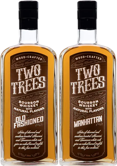 Two Trees Old Fashioned and Manhattan bottles